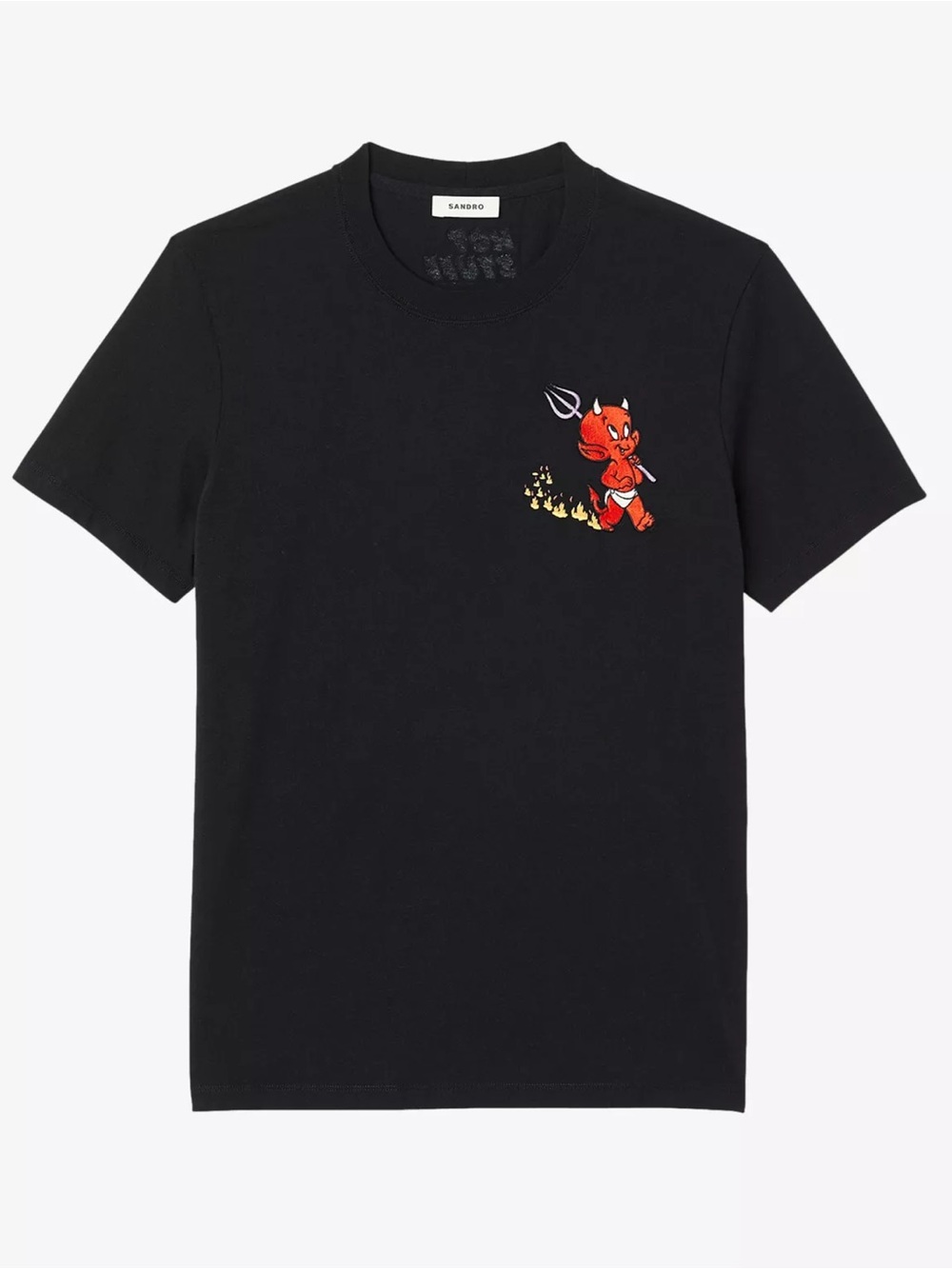 NWT Sandro x Hot Stuff Black Graphic Tee Little Devil Crewneck Mens T-Shirt - S